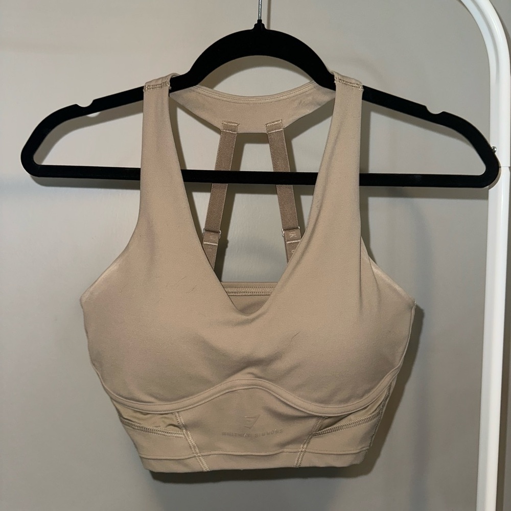 Whitney Simmons x Gymshark longline sports bra cement brown